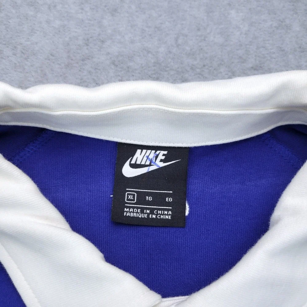 Nike Rugby Polo Mens XL Blue White Swoosh Stripe Long Sleeve CV0169-455